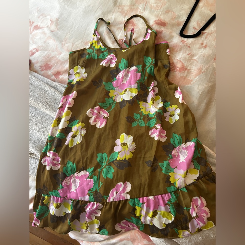 Aerie Kids Floral Slip Dress in Brown and Pink